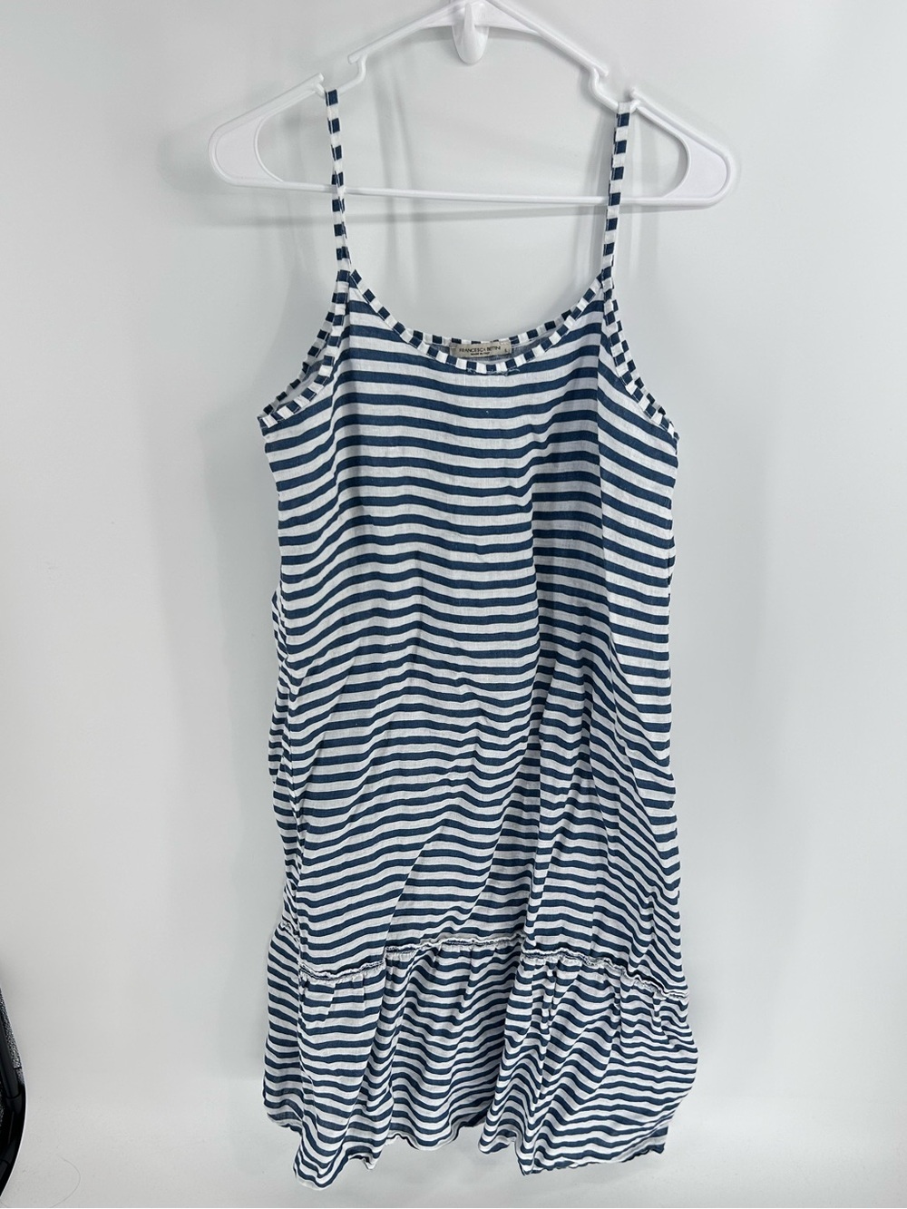 Frances Bettini Navy and White Striped Midi Dress -‎ Size L